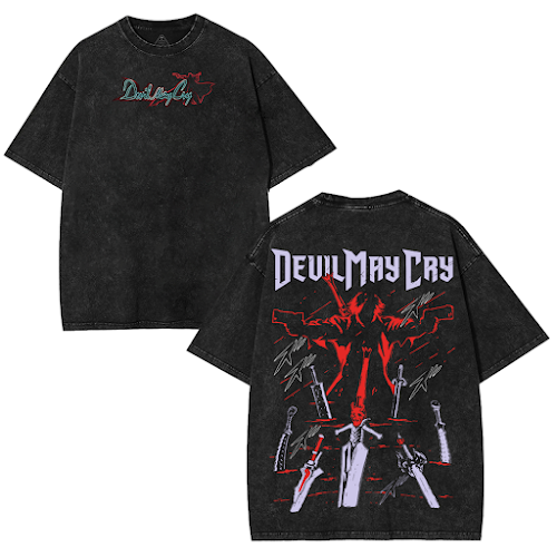 Devil May Cry Dante Son of Sparda  – Washed Tee Cotton Menswear Top  | SEP 60