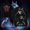 Death Wolf Puss in Boots Cartoon Washed T-shirt