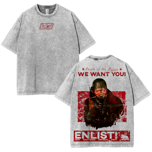 Fallout New Vegas NCR Ranger New California   – Washed Tee Cotton Menswear Top  | SEP 87