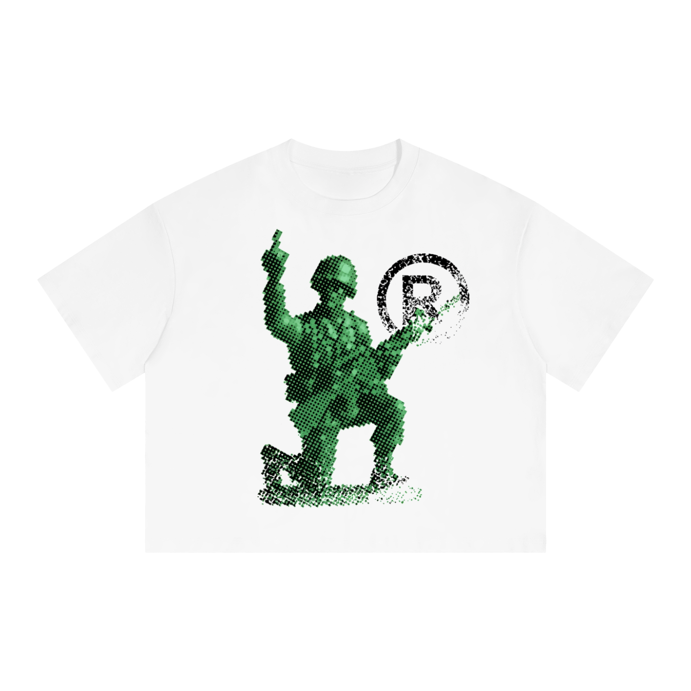 Deployed Streetwear Tee Y2k T-Shirt White Boxy Cropped 250GSM Summer Short Sleeve Crew Neck