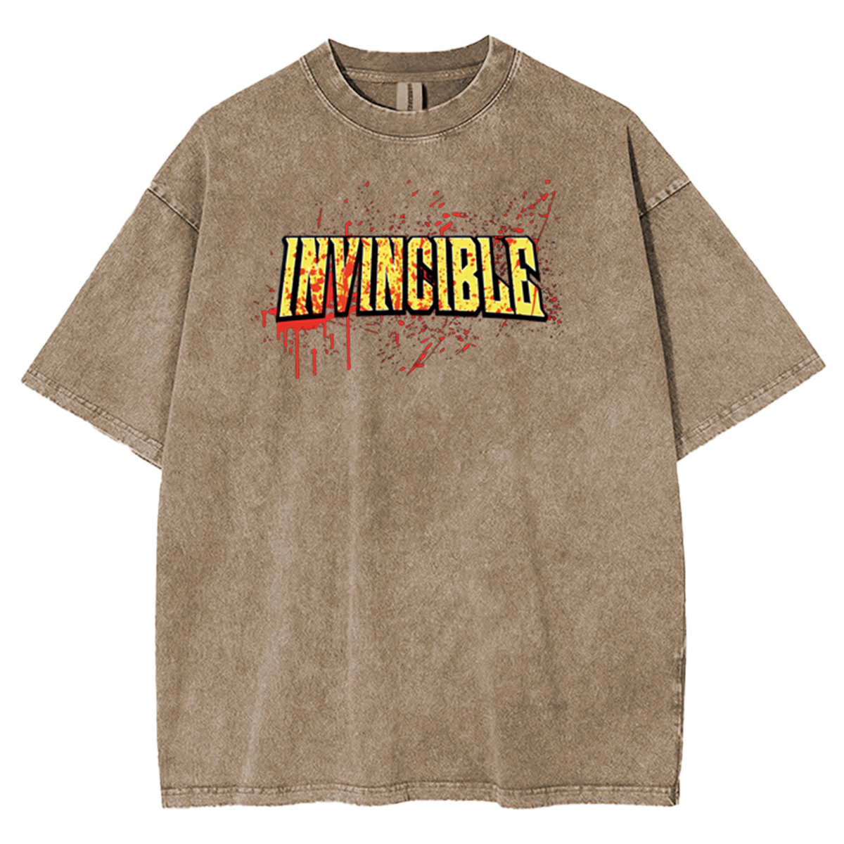 Black Top Invincible War Shirt, Comics T-Shirt, TV Show Comics Washed T-shirt Heavyweight Cotton Streetwear graphic vintage tees Menswear Crewneck