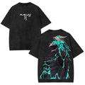 Anime Double Printed Oversize Lightweight Acid Washed Tee anime love