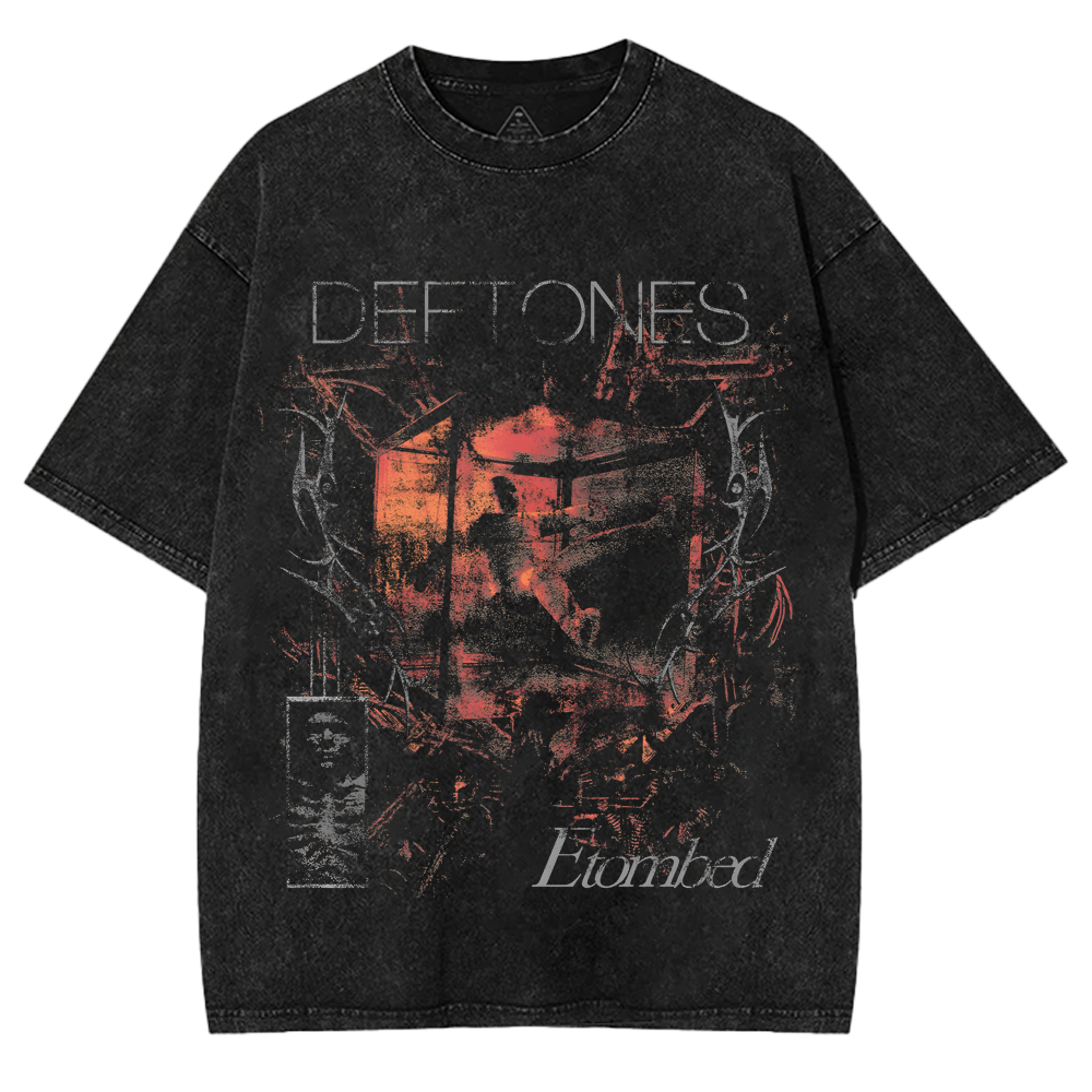 Deftones Entombed Heavy Metal Graphic Tee – Retro Oversized Washed