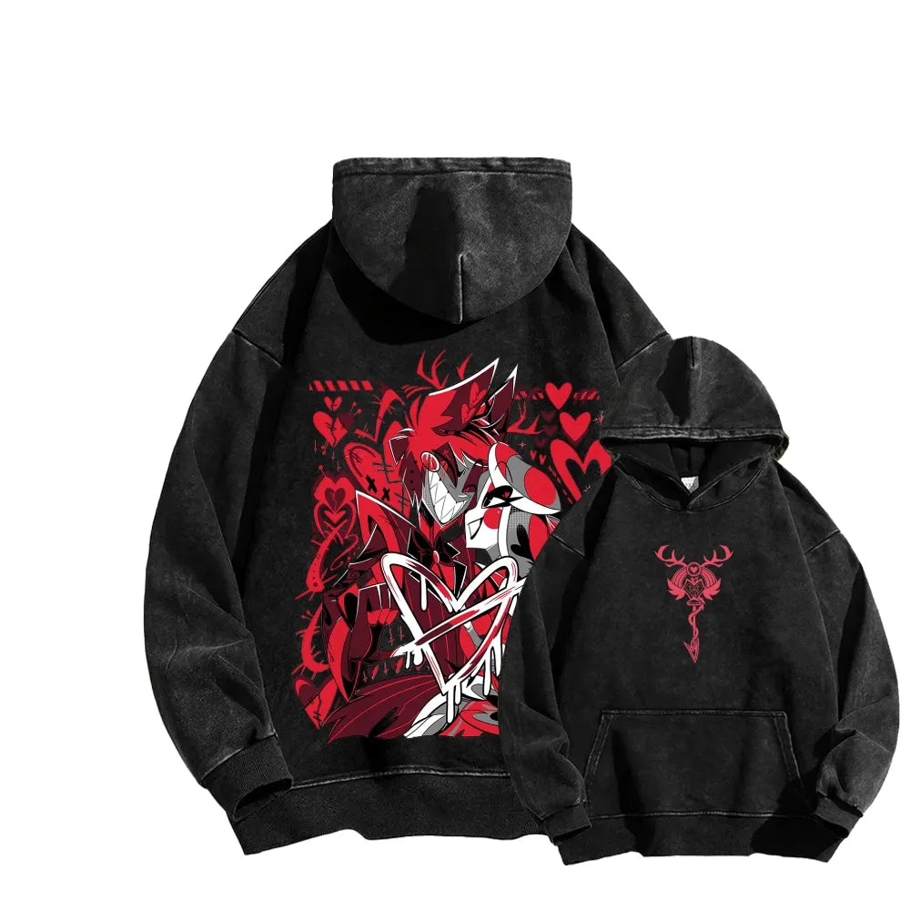 Hazbin Hotel Unisex Washed Hoodie 'TTT'